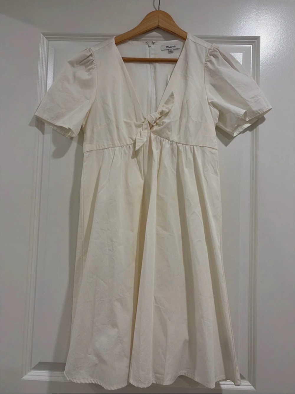 Madewell Cream Tie-Front Mini Dress